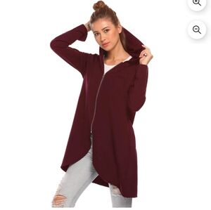 Zeagoo Ultra Soft Fleece Hoodie Extra Long Length Zip Rounded Hem Loungewear M